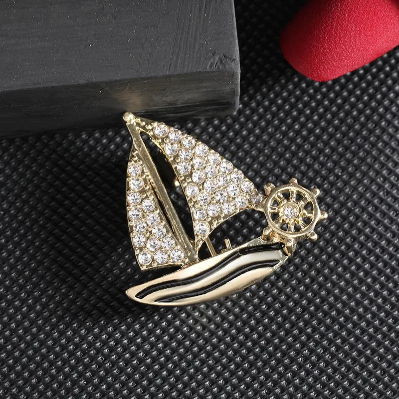 Brooch High-end Men's And Women's Elegant Smooth Pin Exposed Corsage Fashion Accessories Sailing Suit Jewelry Wholesale