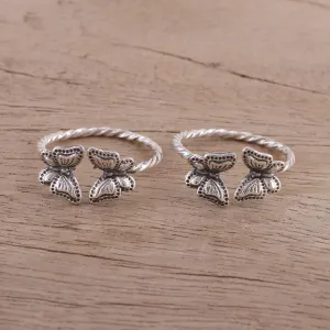 Butterfly Meeting Sterling Silver Toe Rings