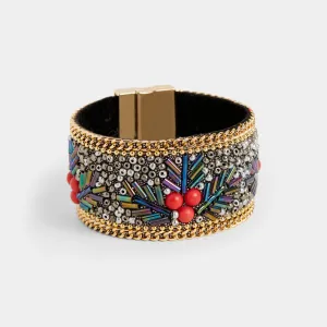 Christmas Holly Mosaic Magnetic Bracelet