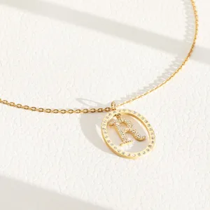 Circle initial diamond necklace