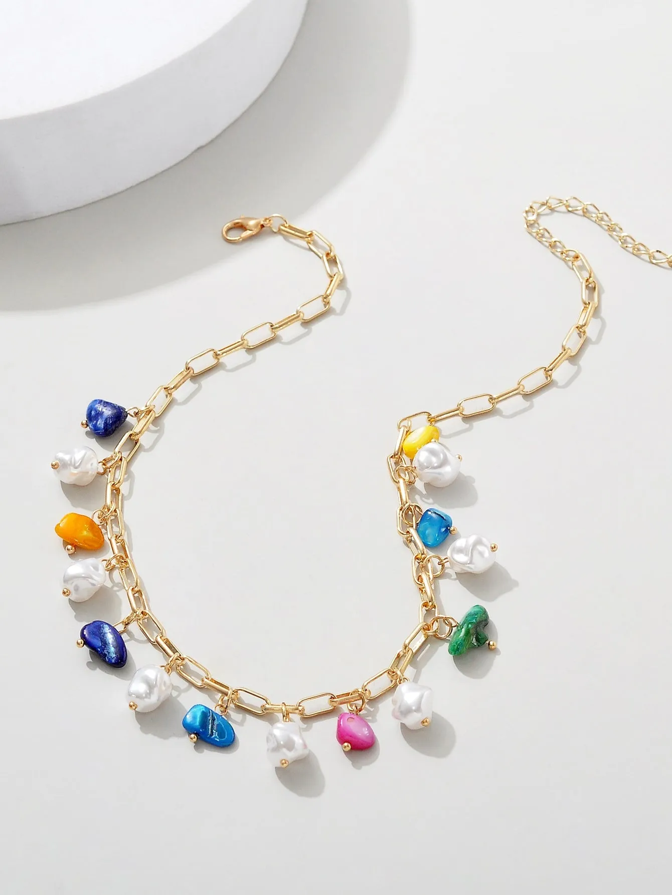 Colorful Pearl Charms Necklace Statement Necklace Modern Necklace Creative