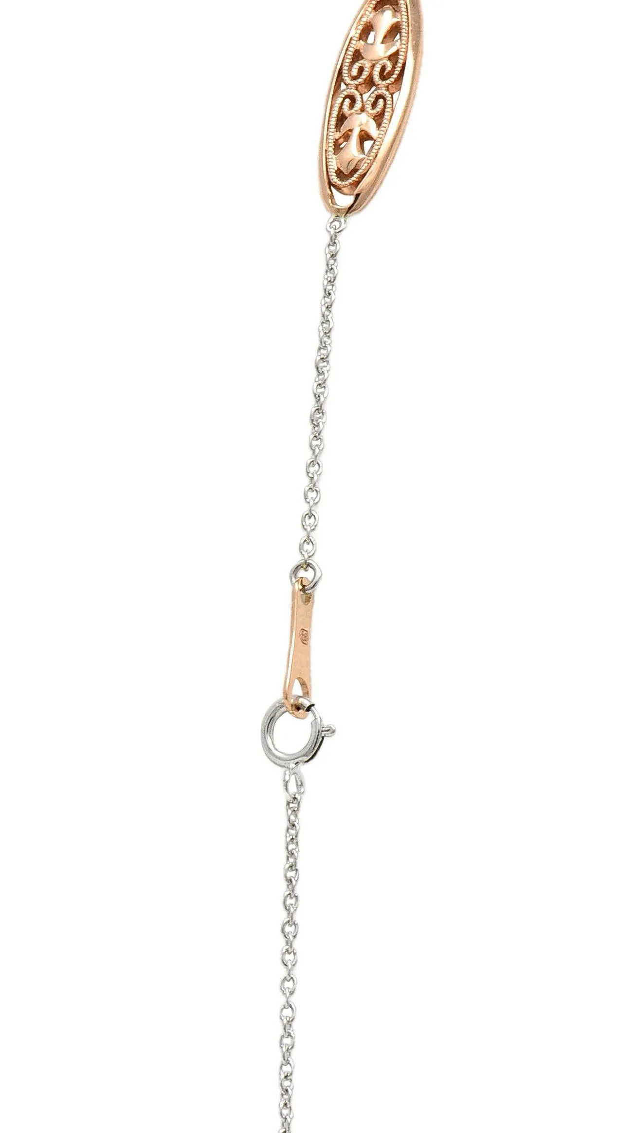 Contemporary 14 Karat Two-Tone Rose White Gold Contemporary Station Chain Necklace