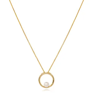 Credo gold circle pendant with cultured freshwater pearl