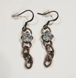 Crystal & Chain Earring Antique Bronze