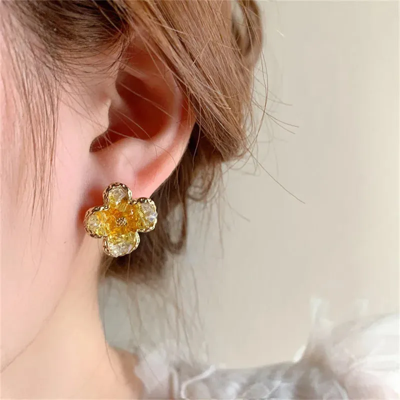 Crystal Flower Zircon Rose Butterfly Tassel Bride Exquisite Earring