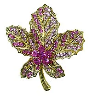 Crystal Leaf Brooch, Rose, AC84010-2