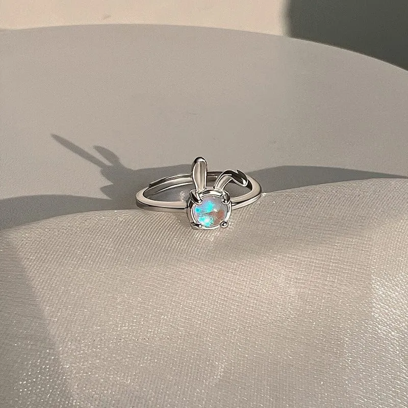 Cute Opal Rabbit Ring