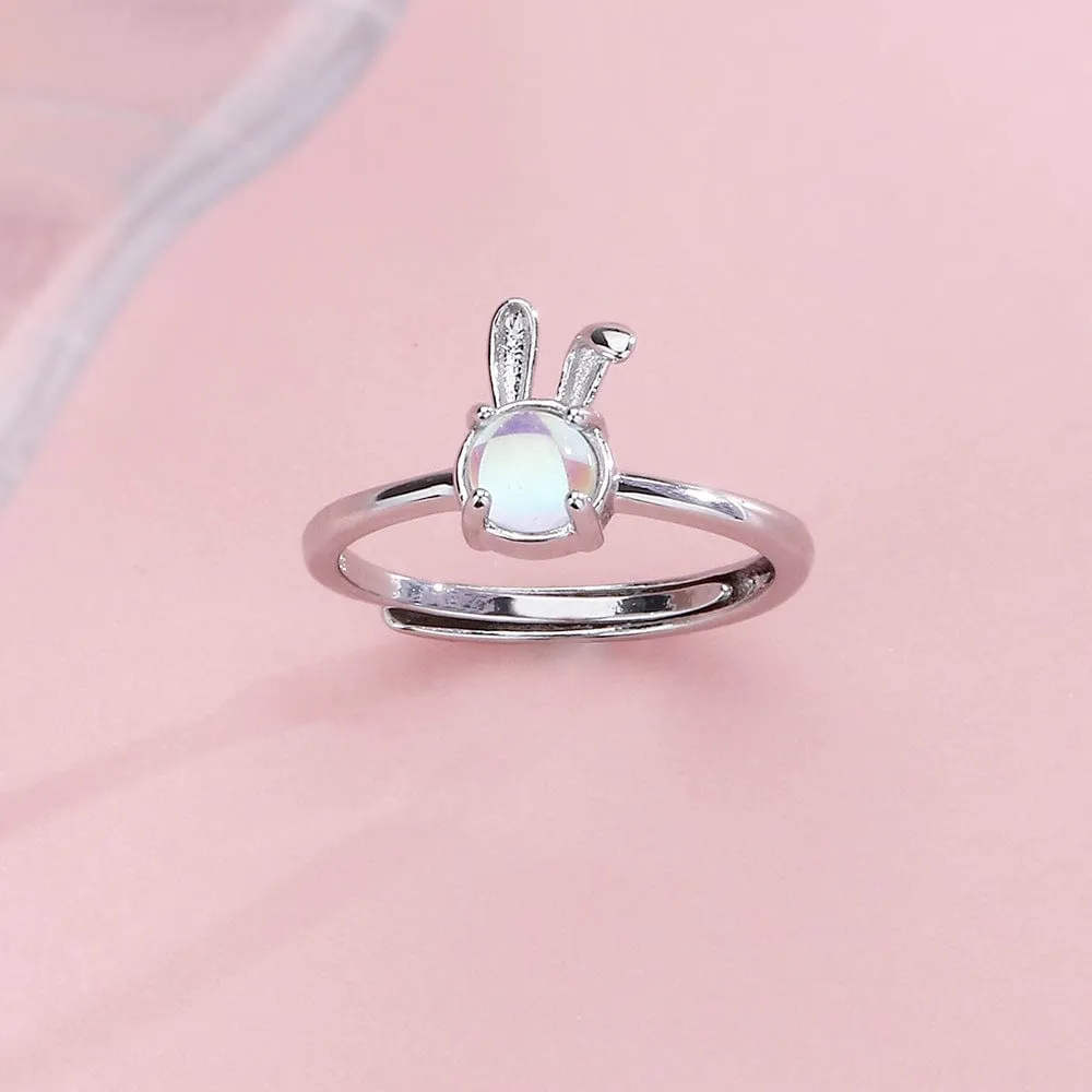 Cute Opal Rabbit Ring