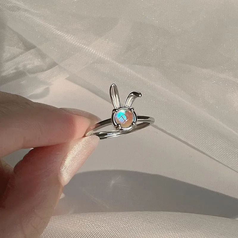 Cute Opal Rabbit Ring