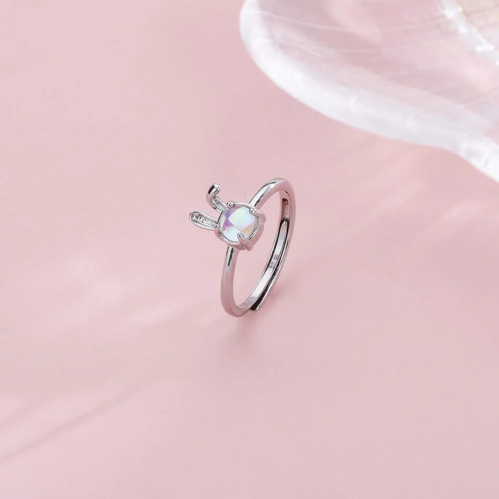 Cute Opal Rabbit Ring