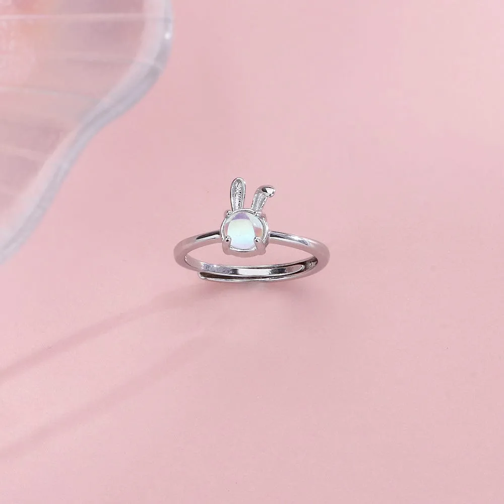 Cute Opal Rabbit Ring