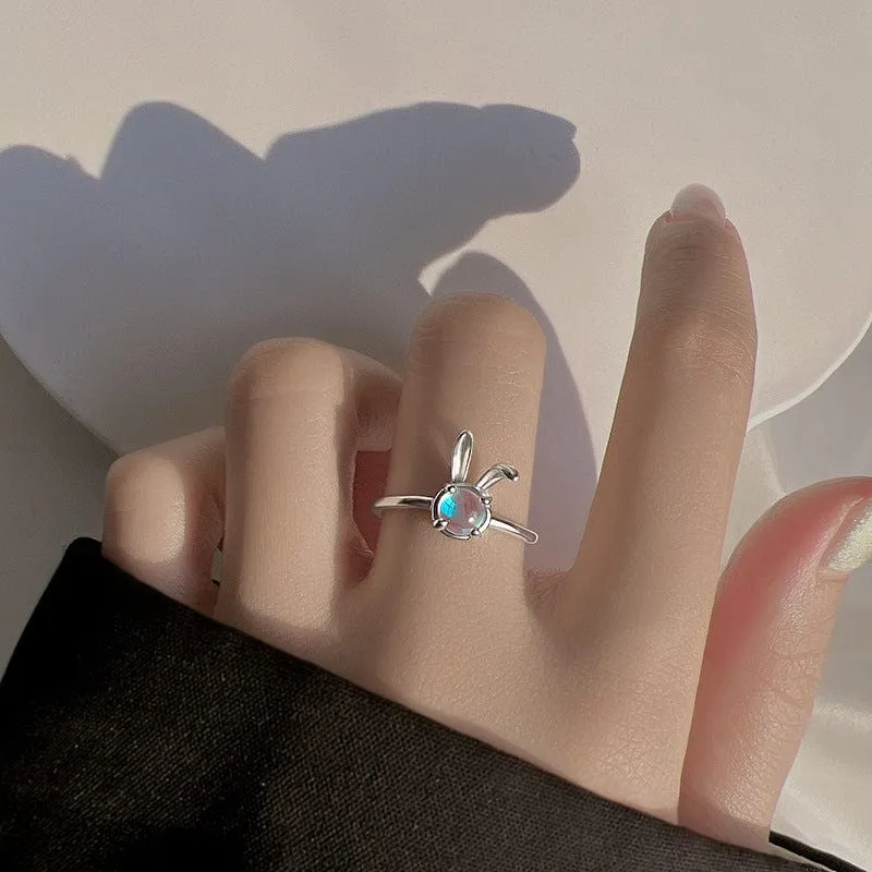 Cute Opal Rabbit Ring