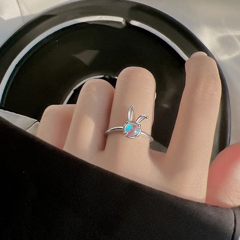 Cute Opal Rabbit Ring