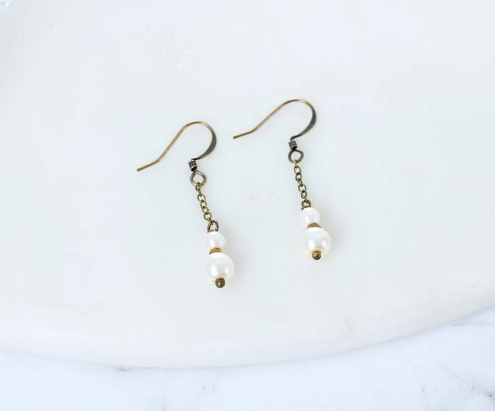 Dainty Pearl Chain Earrings