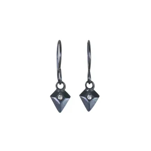 Deco Diamond Arrow Silver Earrings