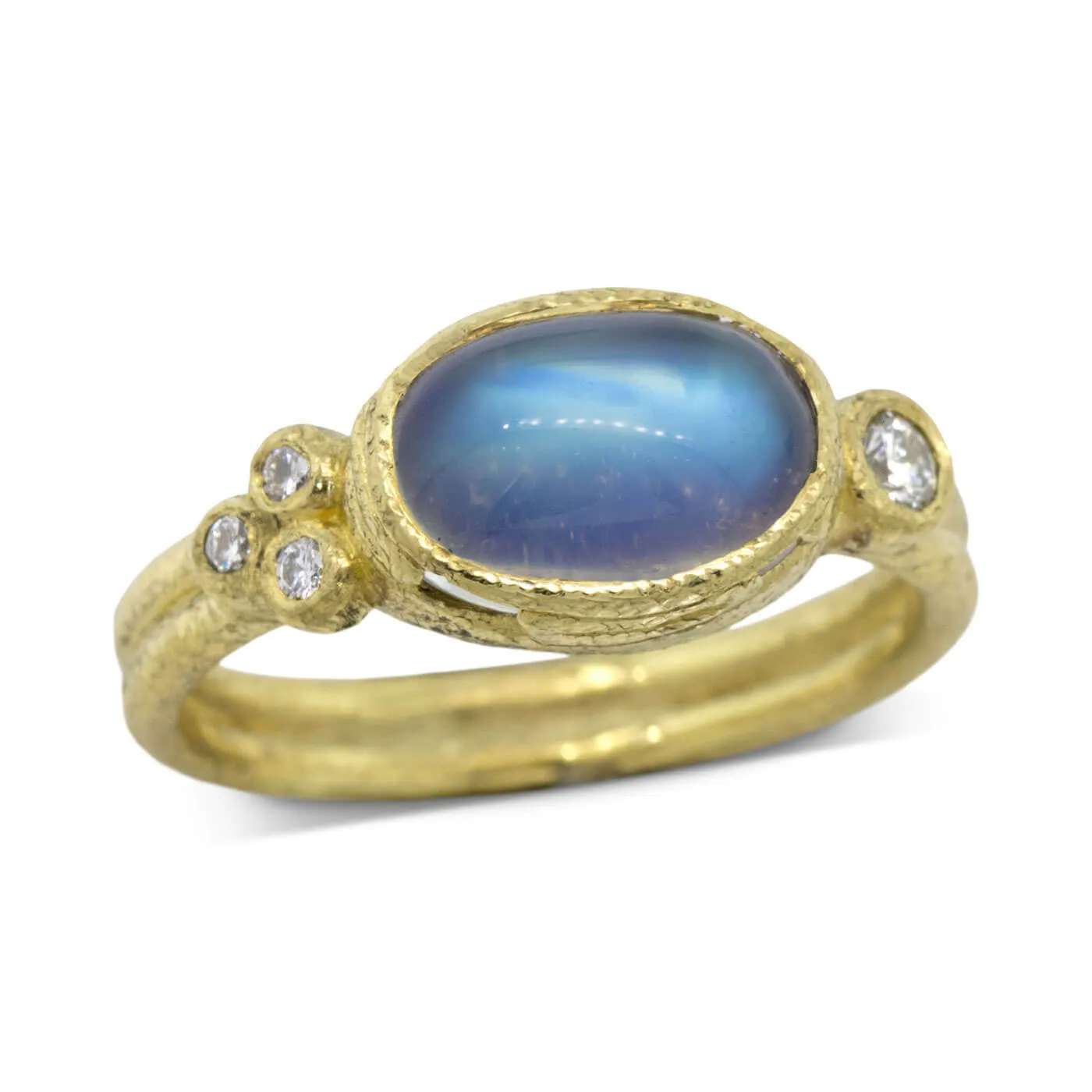 Delicate Double Band with Oval Rainbow Moonstone