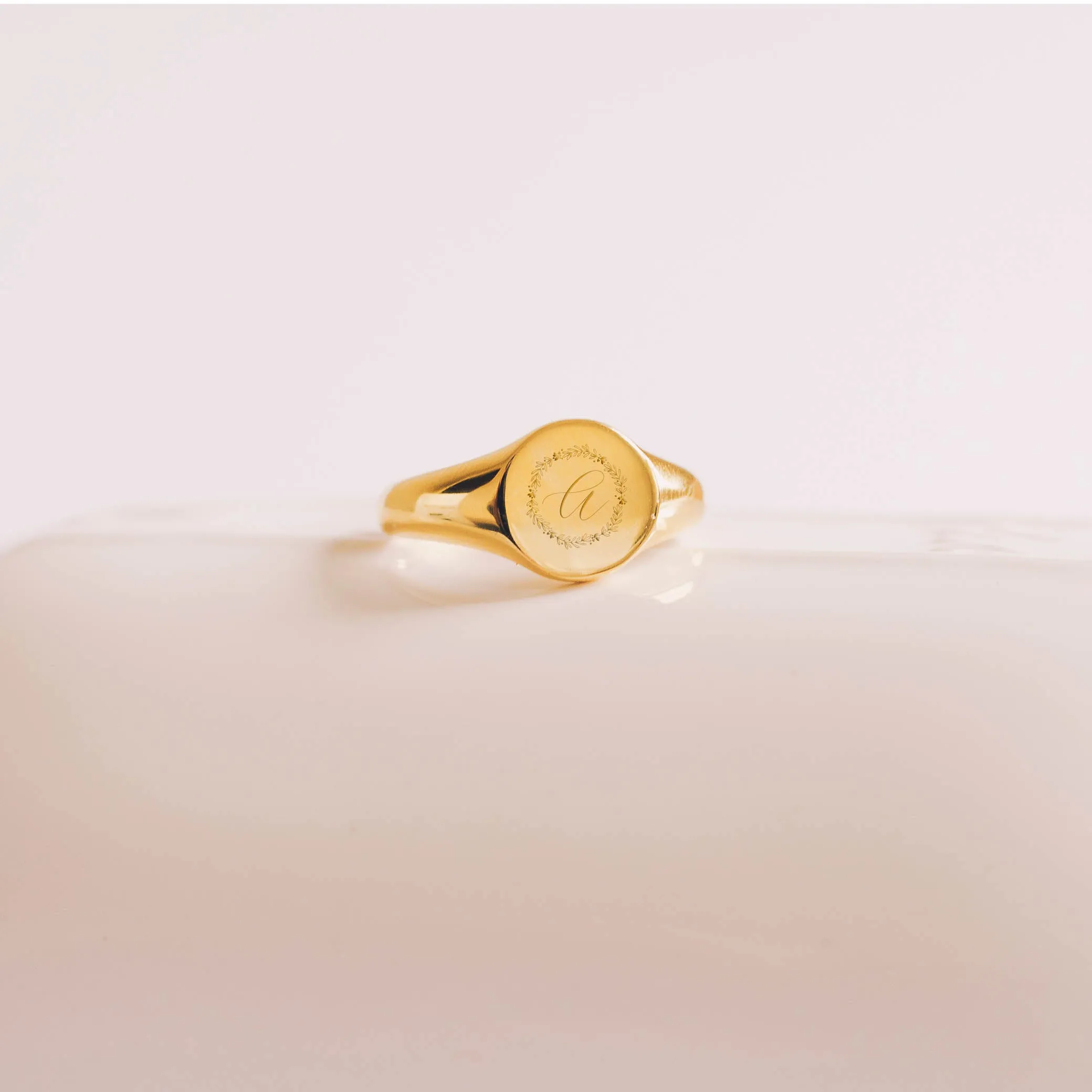 Delicate Garland Monogram Signet Ring