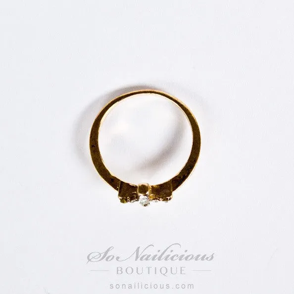 Delicate Gold Cross Ring With Crystlas