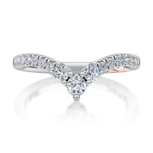 Delicate Halfway V- Shaped Diamond Wedding Band