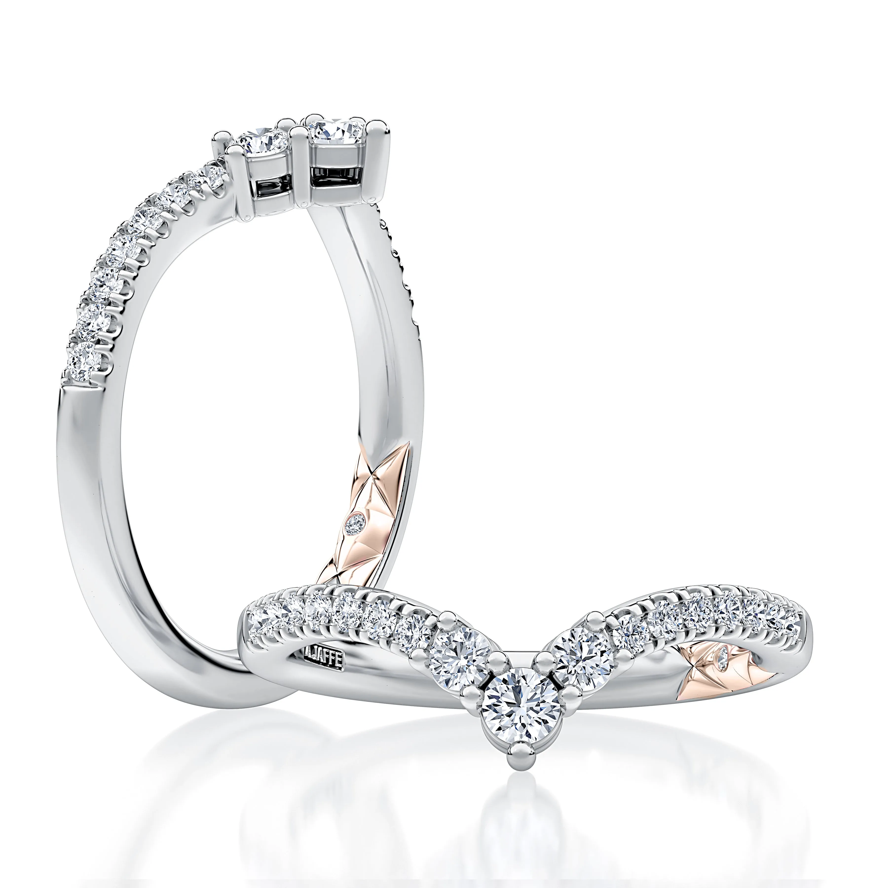 Delicate Halfway V- Shaped Diamond Wedding Band