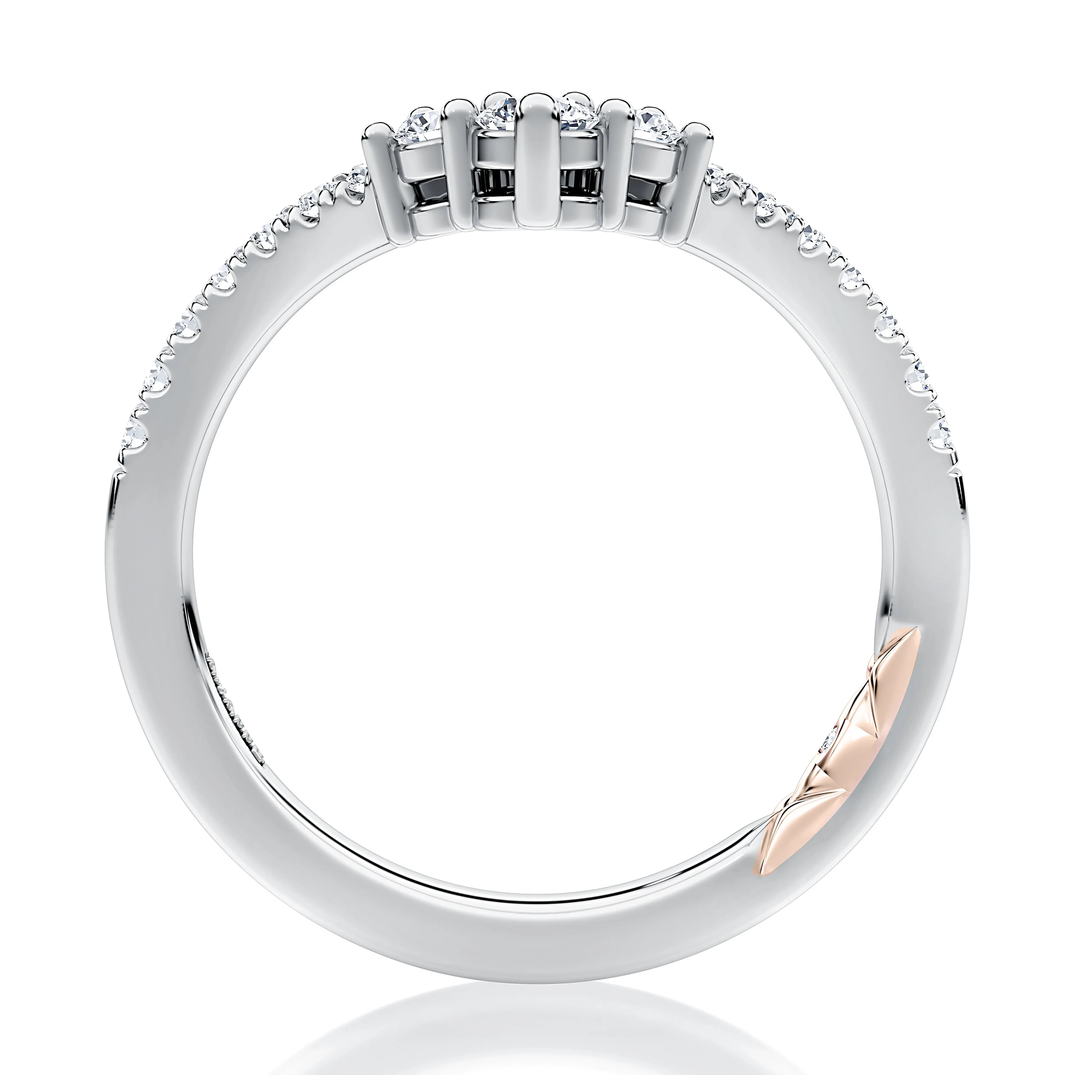 Delicate Halfway V- Shaped Diamond Wedding Band