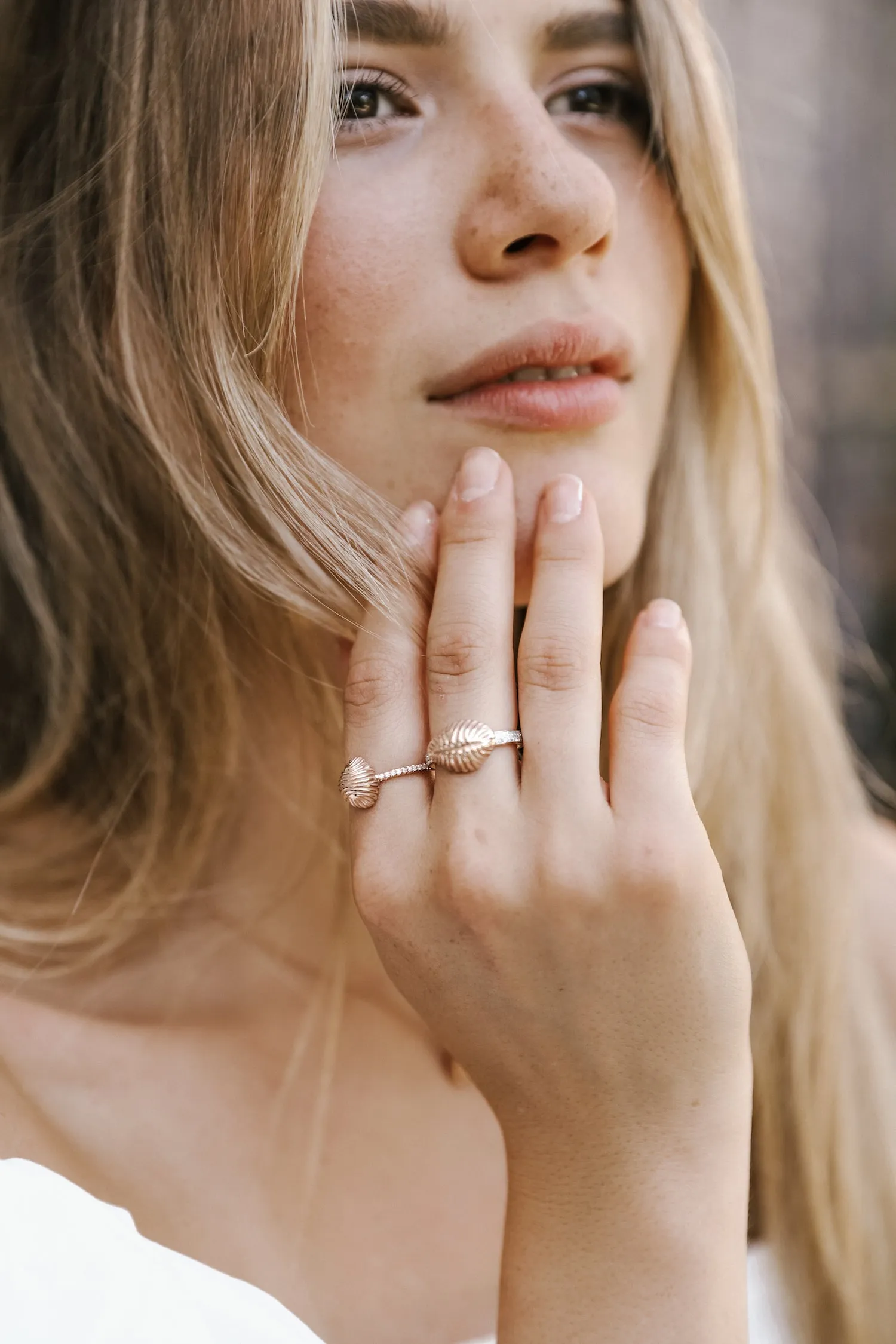 Diamond Thread and Shell Ring