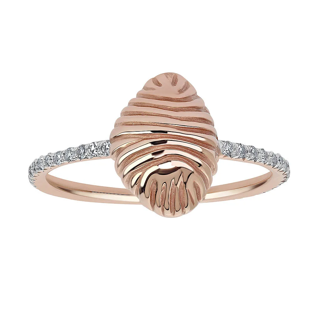 Diamond Thread and Shell Ring