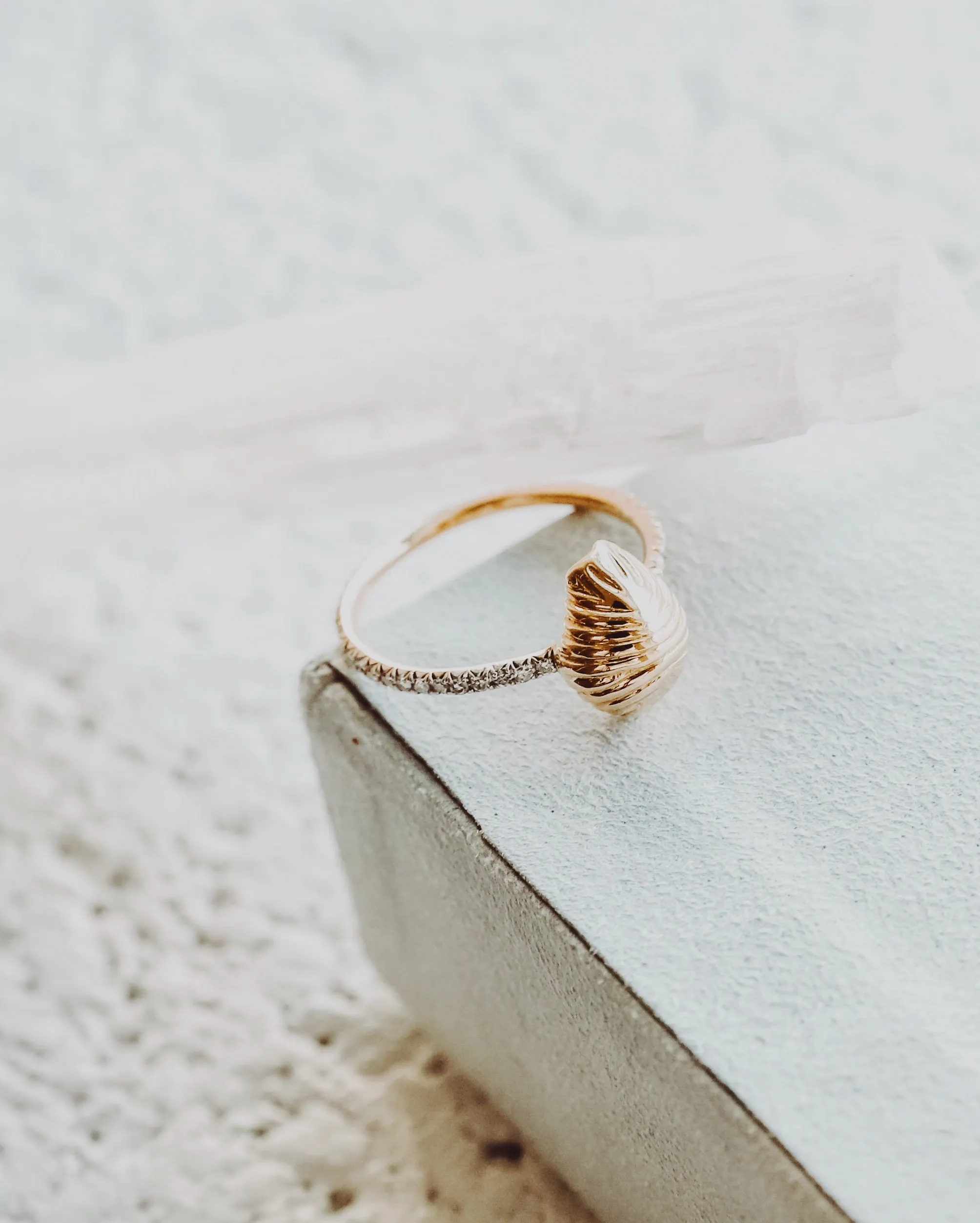 Diamond Thread and Shell Ring