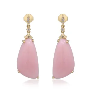 Divine Pink Opal Earrings with Diamond Accents