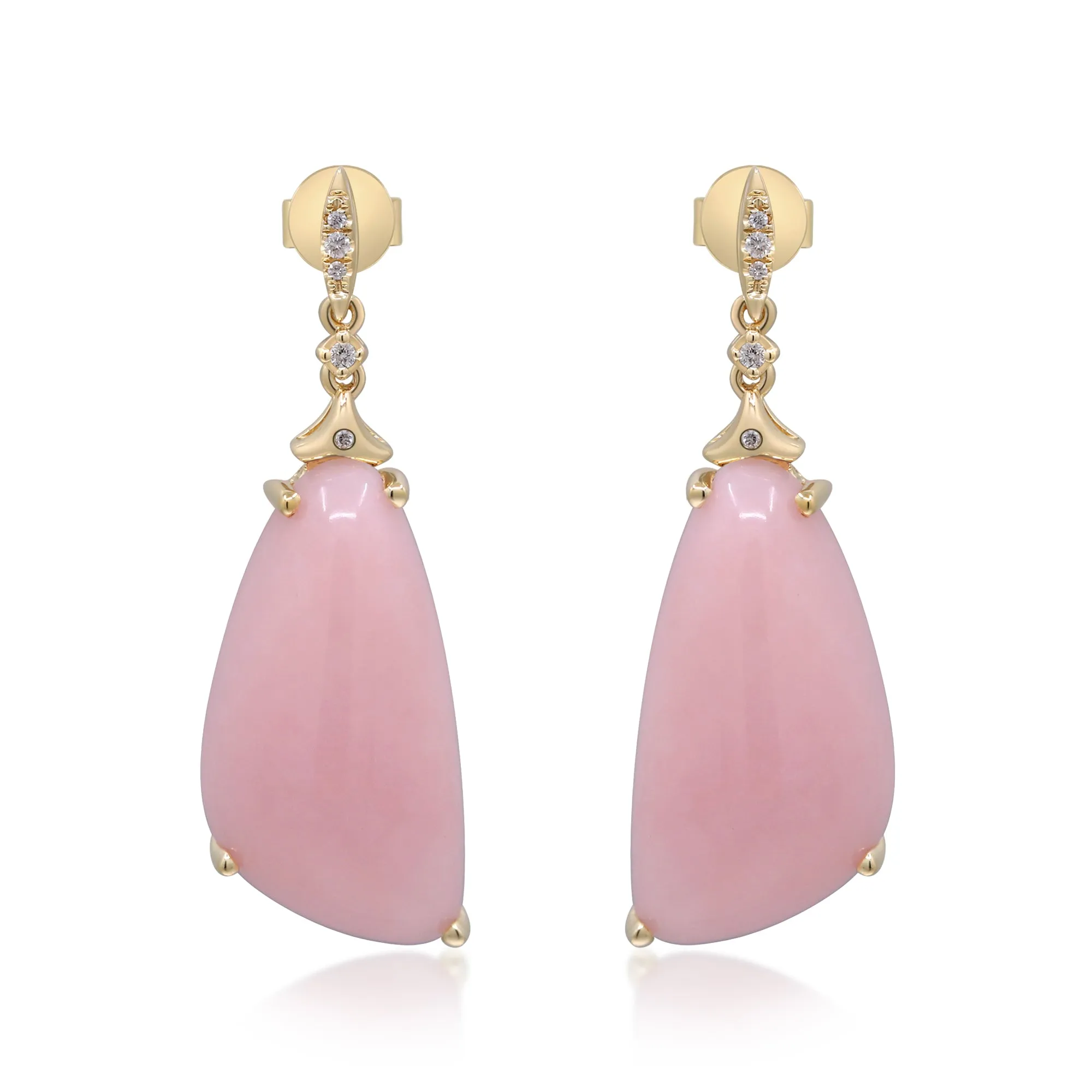 Divine Pink Opal Earrings with Diamond Accents