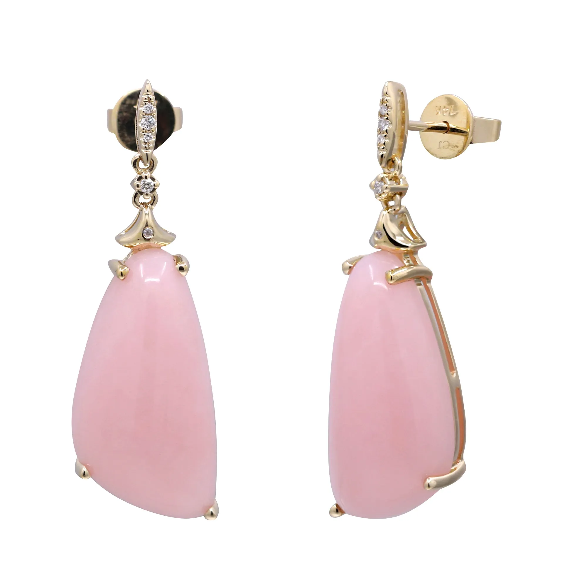 Divine Pink Opal Earrings with Diamond Accents