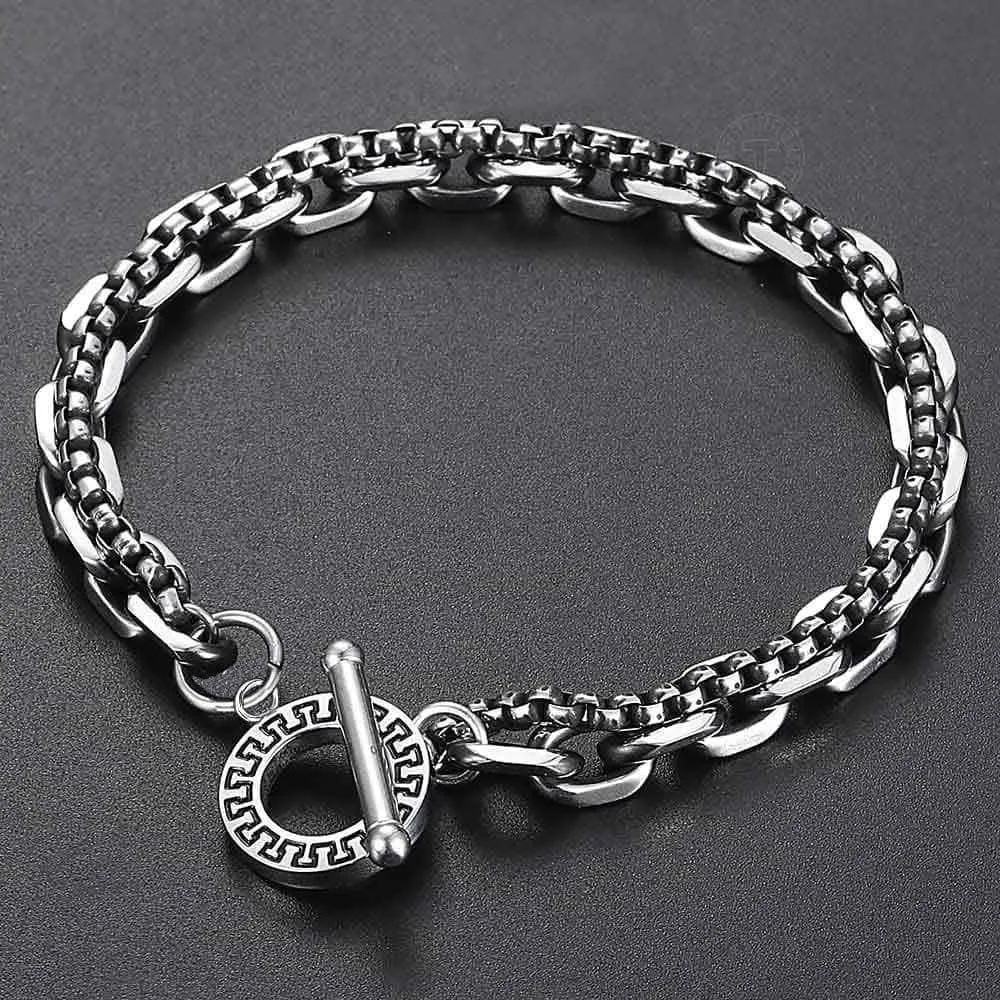 Double Chain Cable Box Link Bracelet