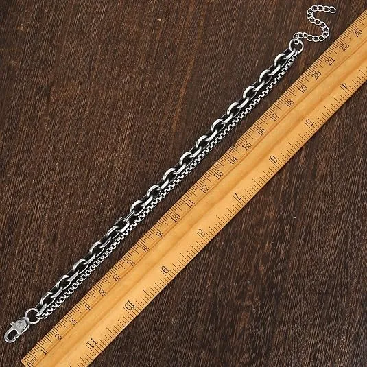 Double Chain Cable Box Link Bracelet