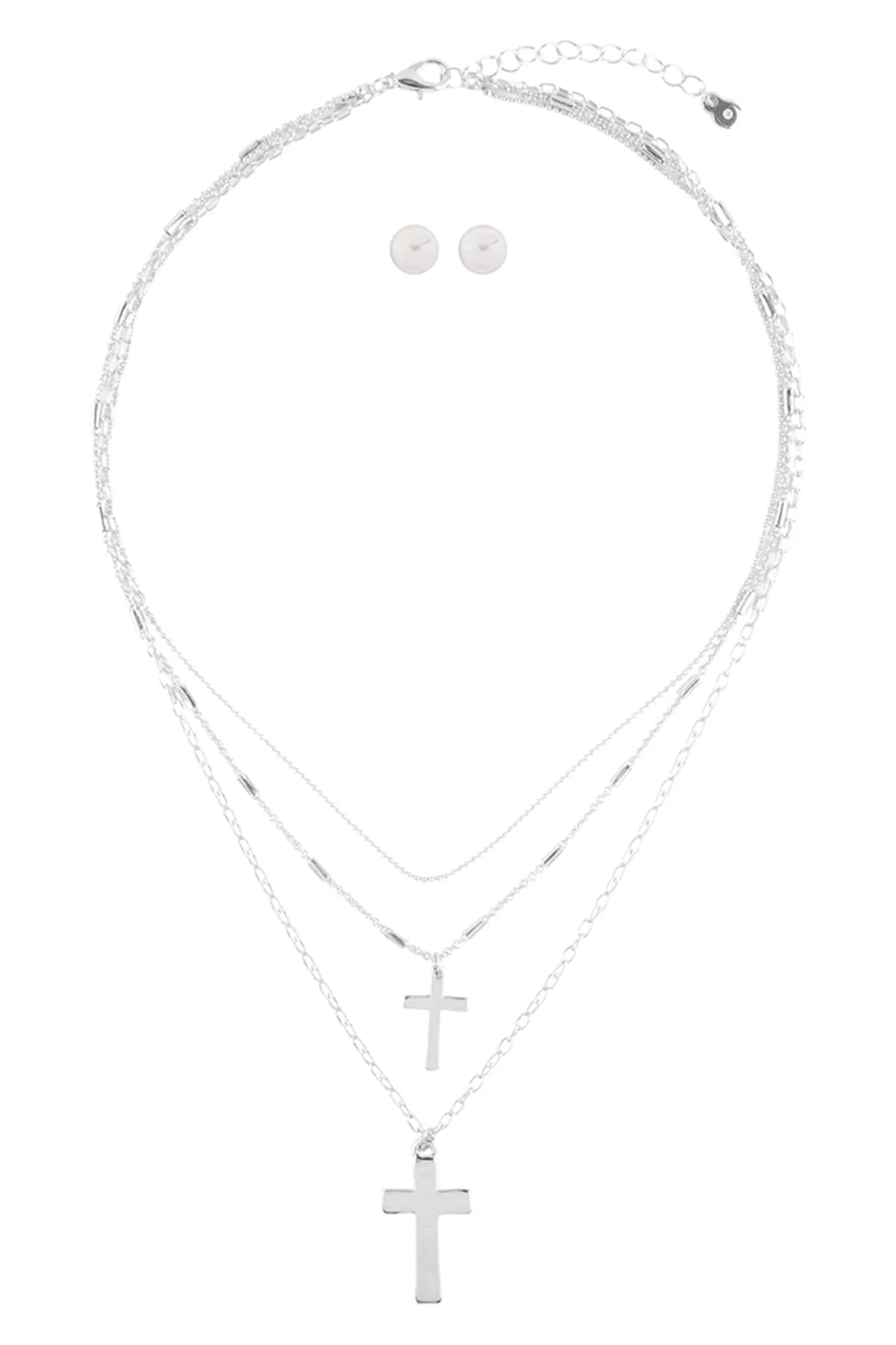 DOUBLE CROSS PENDANT LAYERED NECKLACE