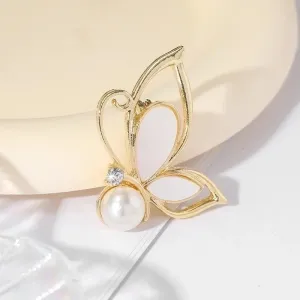 Elegant Butterfly Alloy Inlay Artificial Pearls Women's Brooches