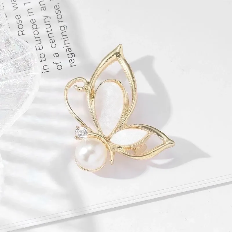 Elegant Butterfly Alloy Inlay Artificial Pearls Women's Brooches