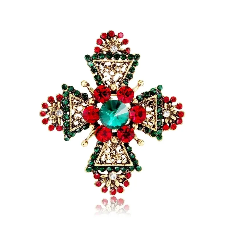 Elegant Lady Cross Alloy Inlay Rhinestones Unisex Brooches