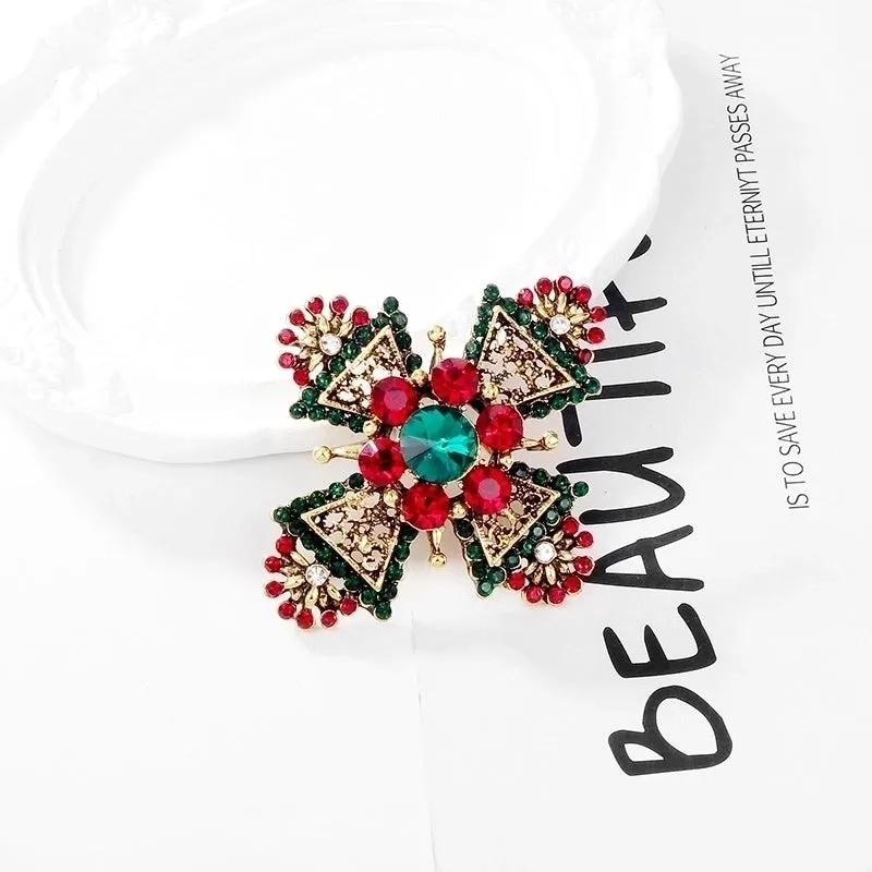 Elegant Lady Cross Alloy Inlay Rhinestones Unisex Brooches