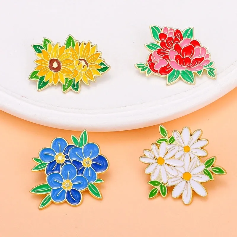 Elegant Sweet Pastoral Flower Alloy Stamping Stoving Varnish Plating Women's Corsage Brooches Collar Pin