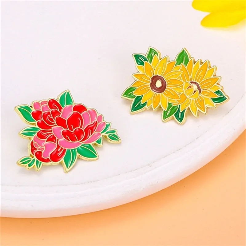 Elegant Sweet Pastoral Flower Alloy Stamping Stoving Varnish Plating Women's Corsage Brooches Collar Pin