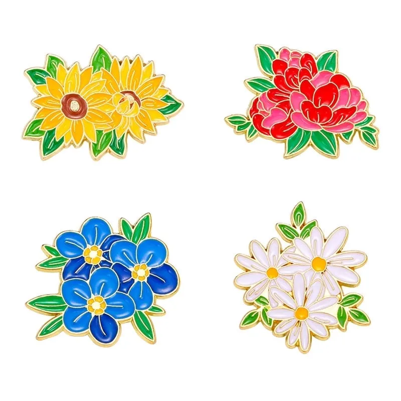 Elegant Sweet Pastoral Flower Alloy Stamping Stoving Varnish Plating Women's Corsage Brooches Collar Pin