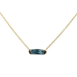 Elongated Cushion London Blue Topaz Pendant Necklace