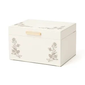 Embroidery Flower  Jewelry Box Large Beige