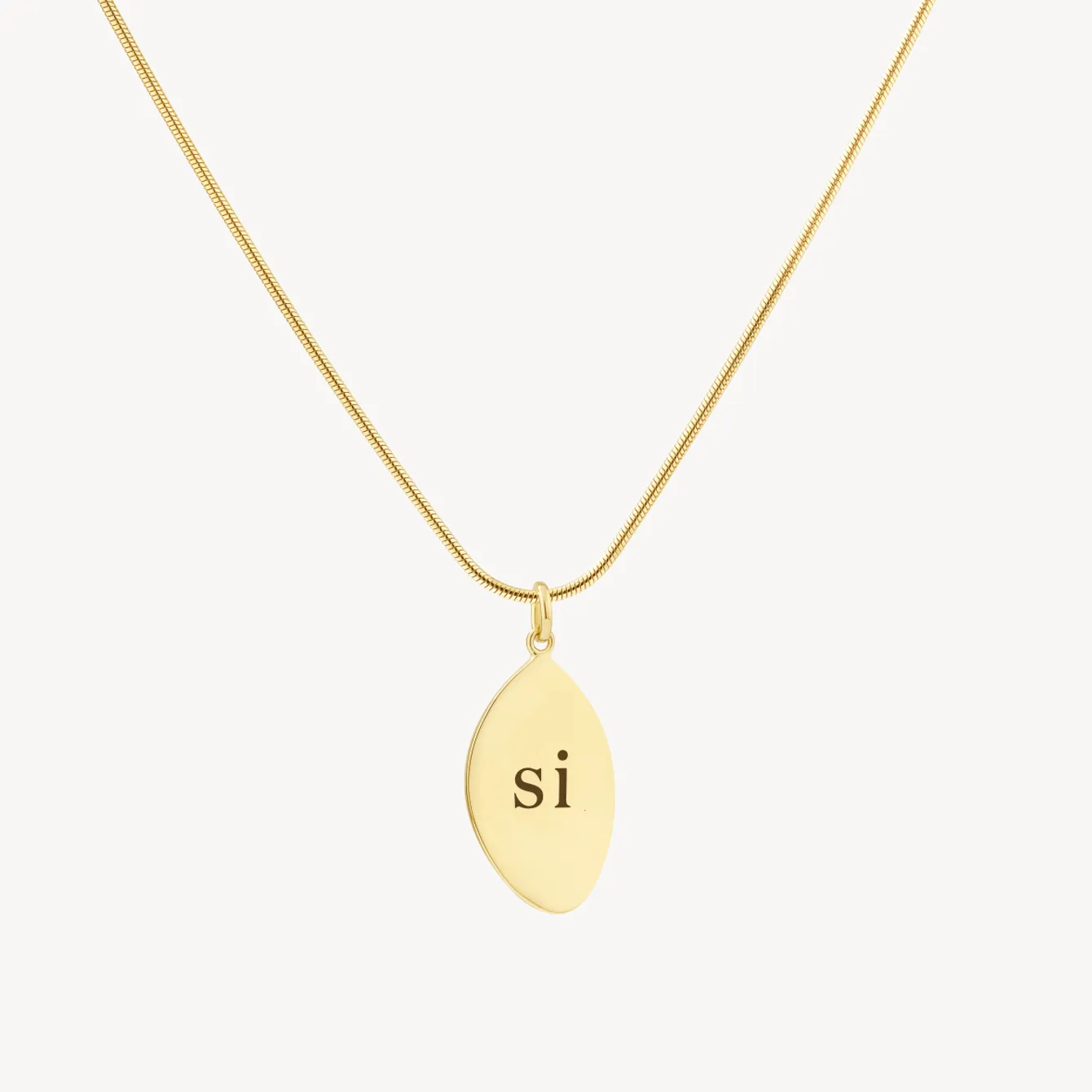 Engravable Organic Oblong Pendant in Gold