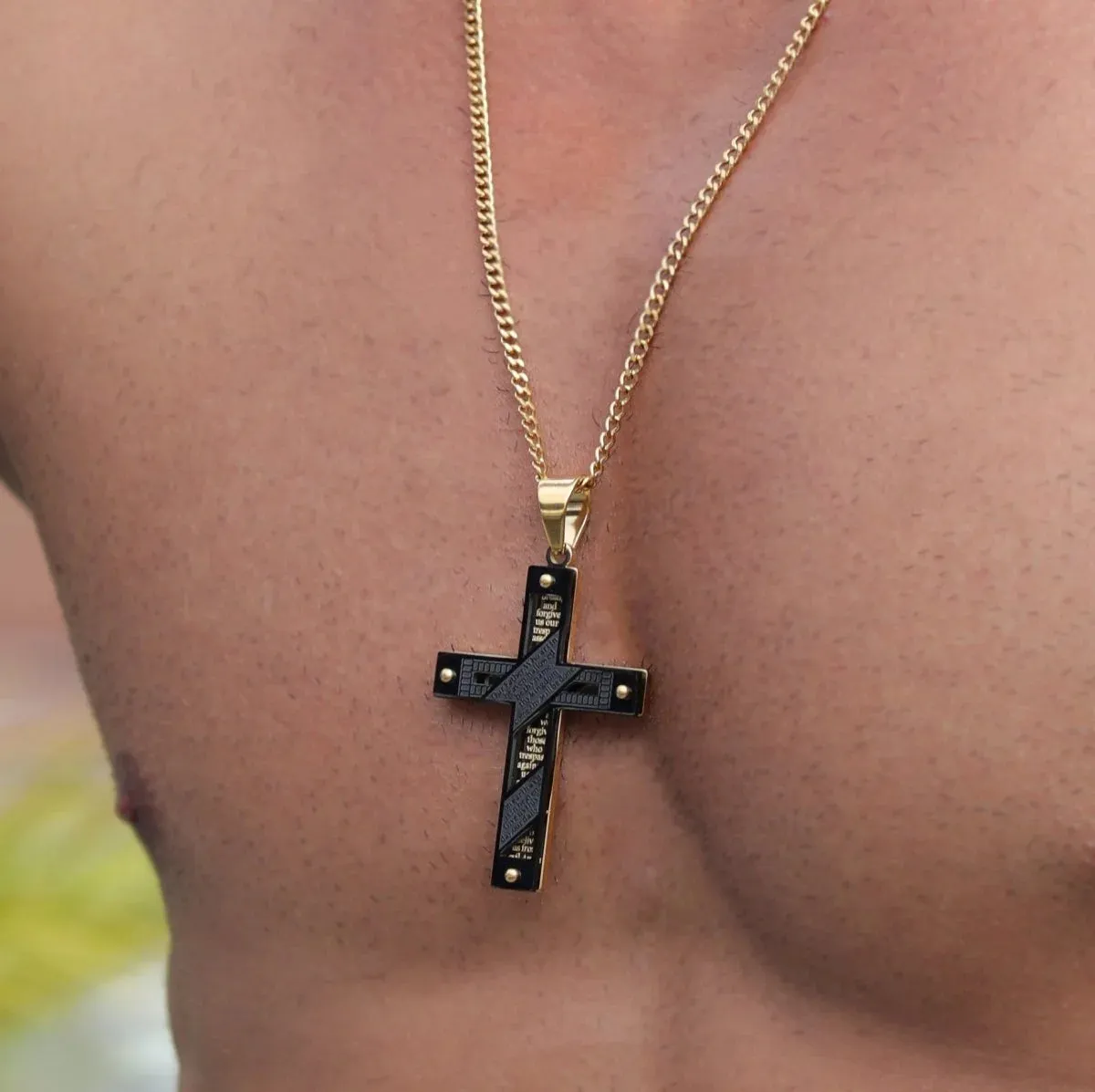 Esai Stainless Steel Chain Necklace with Crucifix Pendant