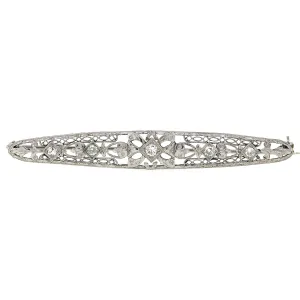 Estate 14k White Gold Diamond Bar Pin