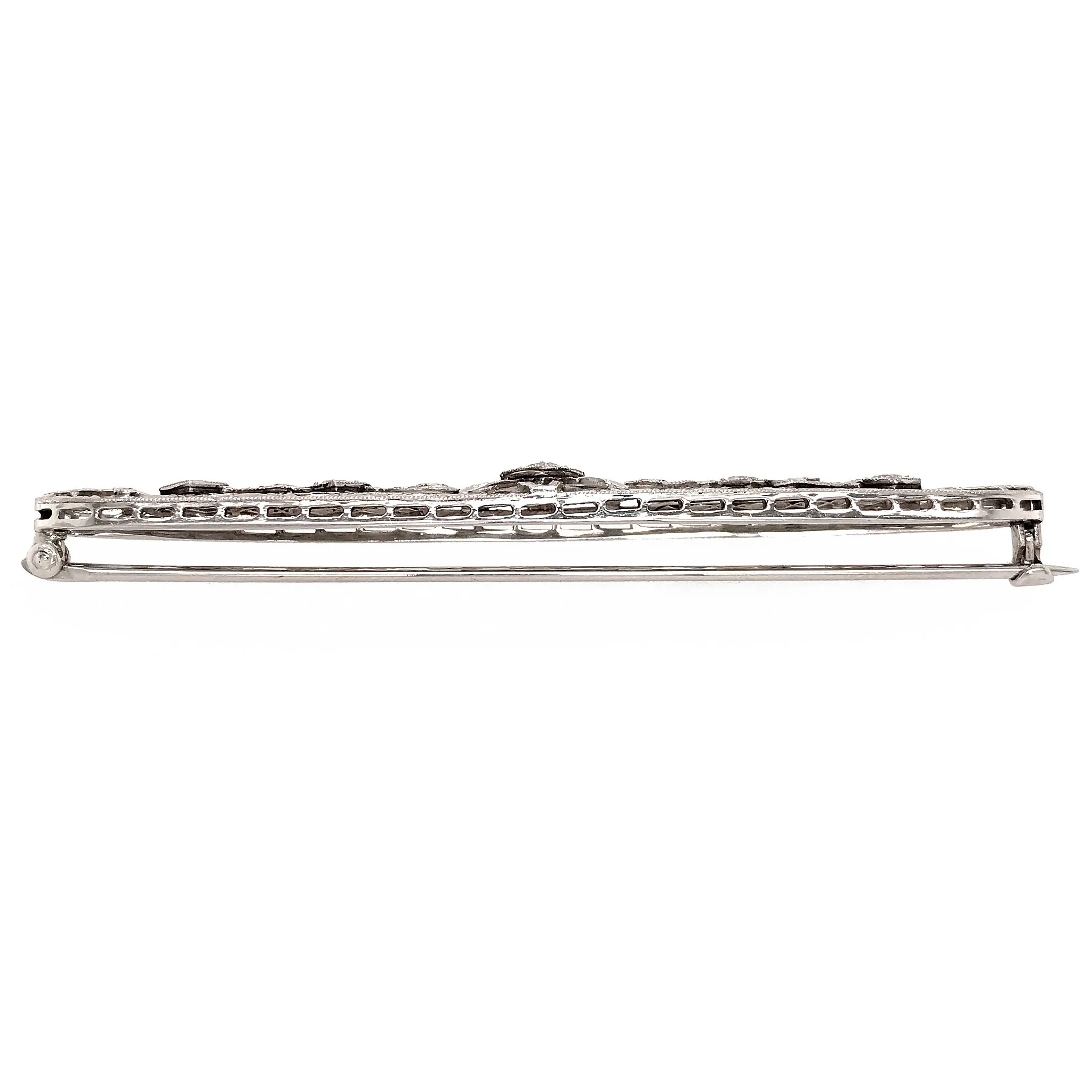 Estate 14k White Gold Diamond Bar Pin