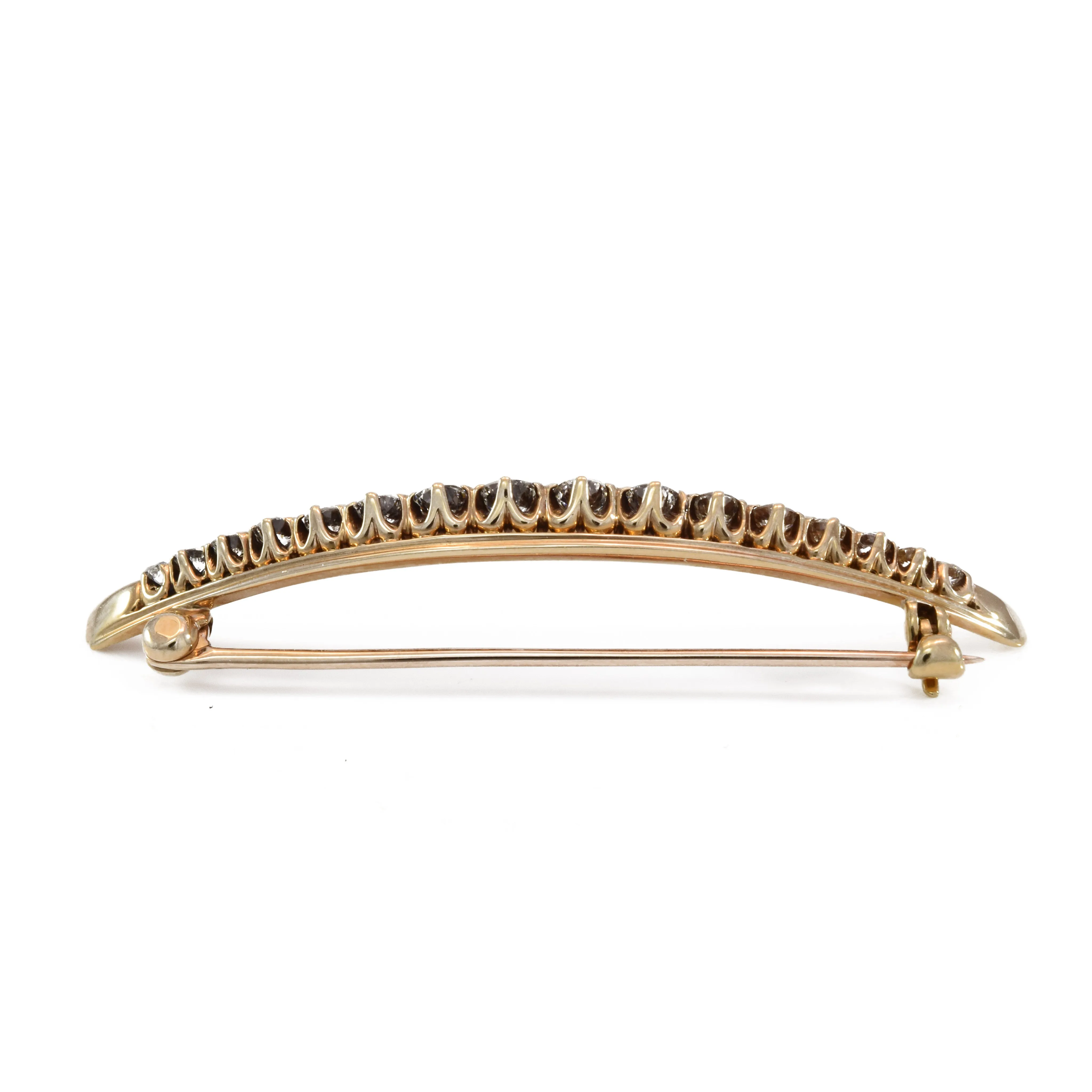 Estate 14KT Rose Gold Crescent Diamond Pin