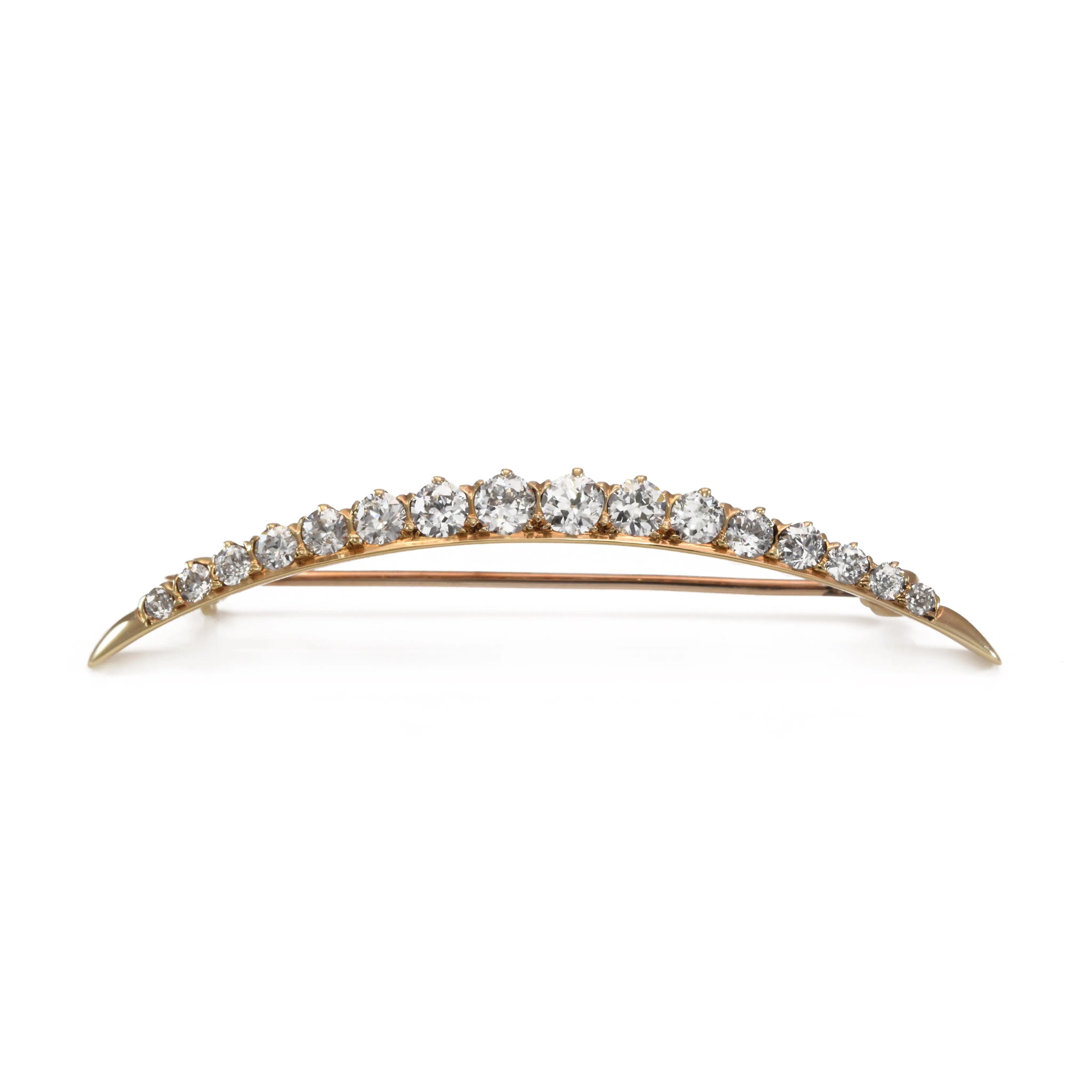 Estate 14KT Rose Gold Crescent Diamond Pin