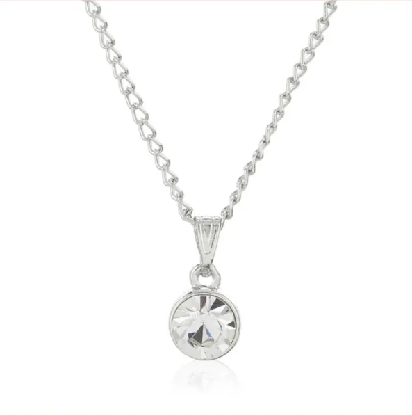 Estele Rhodium Plated Classic Pendant with Austrian Crystal for Women